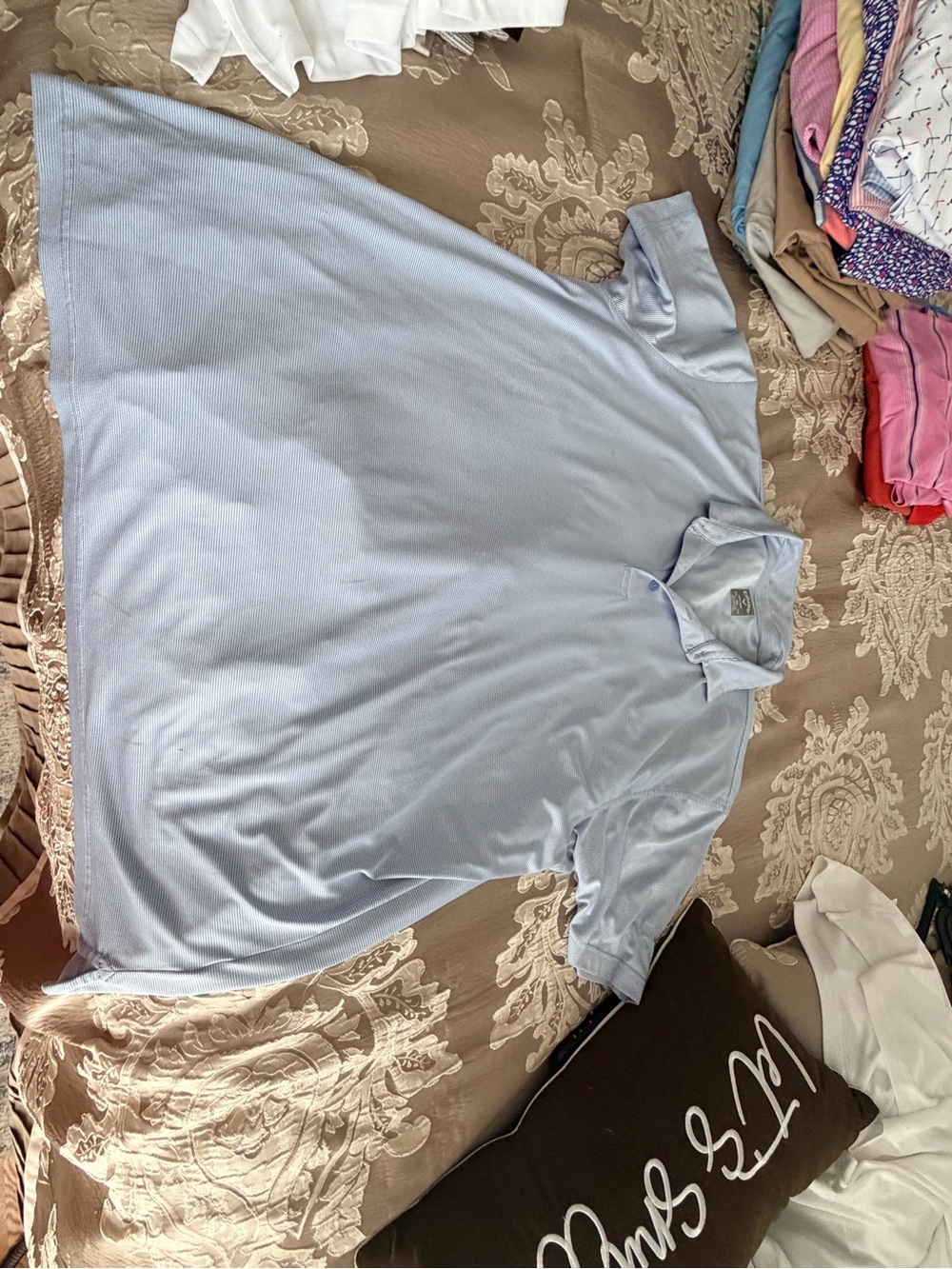 Callaway Light Blue Striped Polo